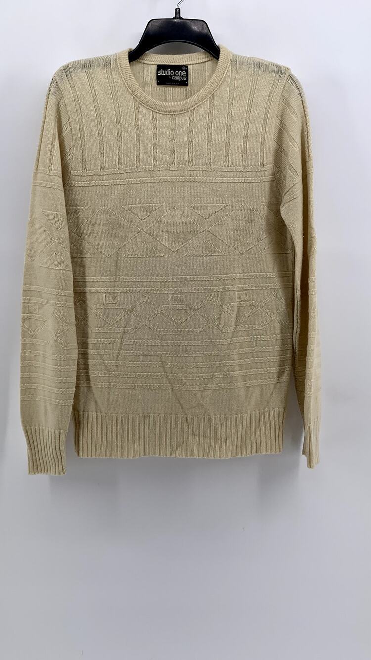 STUDIO ONE By CAMPUS Men's Vintage Beige Knit Crewneck Sweater SZ M